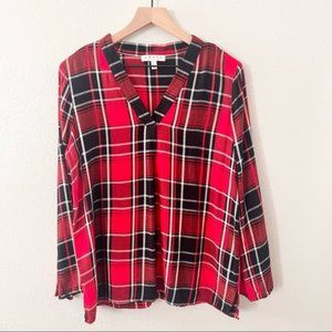 Chaus New York Red Plaid Top